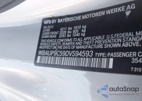 2013 BMW 128I from USA, damaged, VIN WBAUP9C59DVS94593